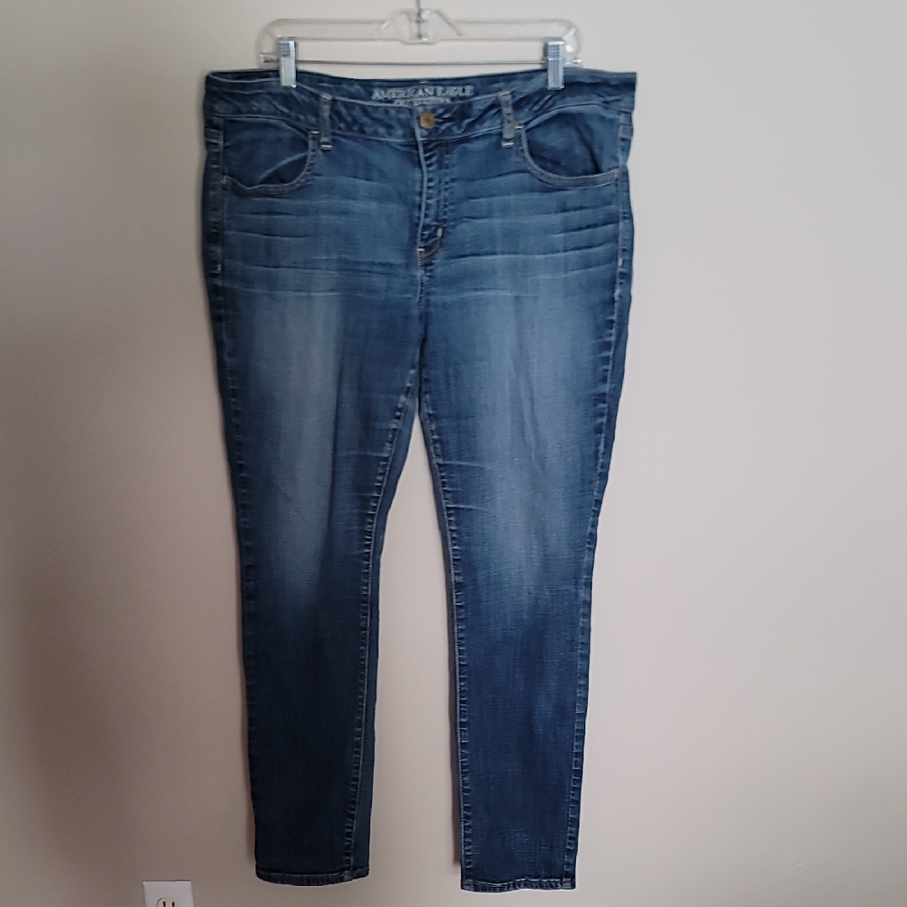 Vintage American Eagle Outfitters Women's Dark Blue Jeans